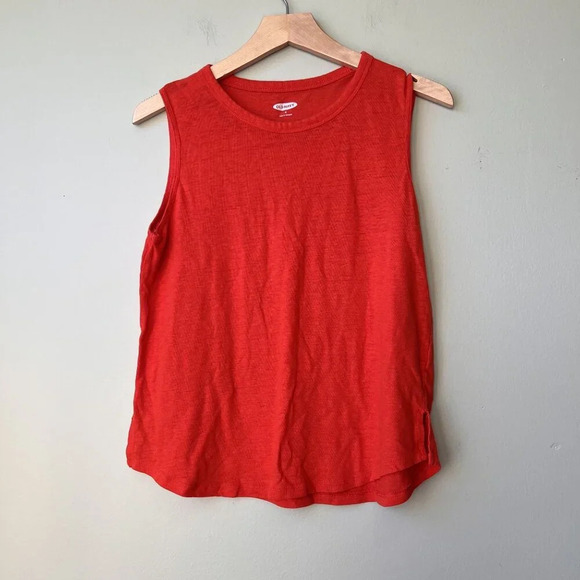 Old Navy Red Sleeveless Tank‎ Top Womens Size M Cotton Blend - Picture 1 of 2